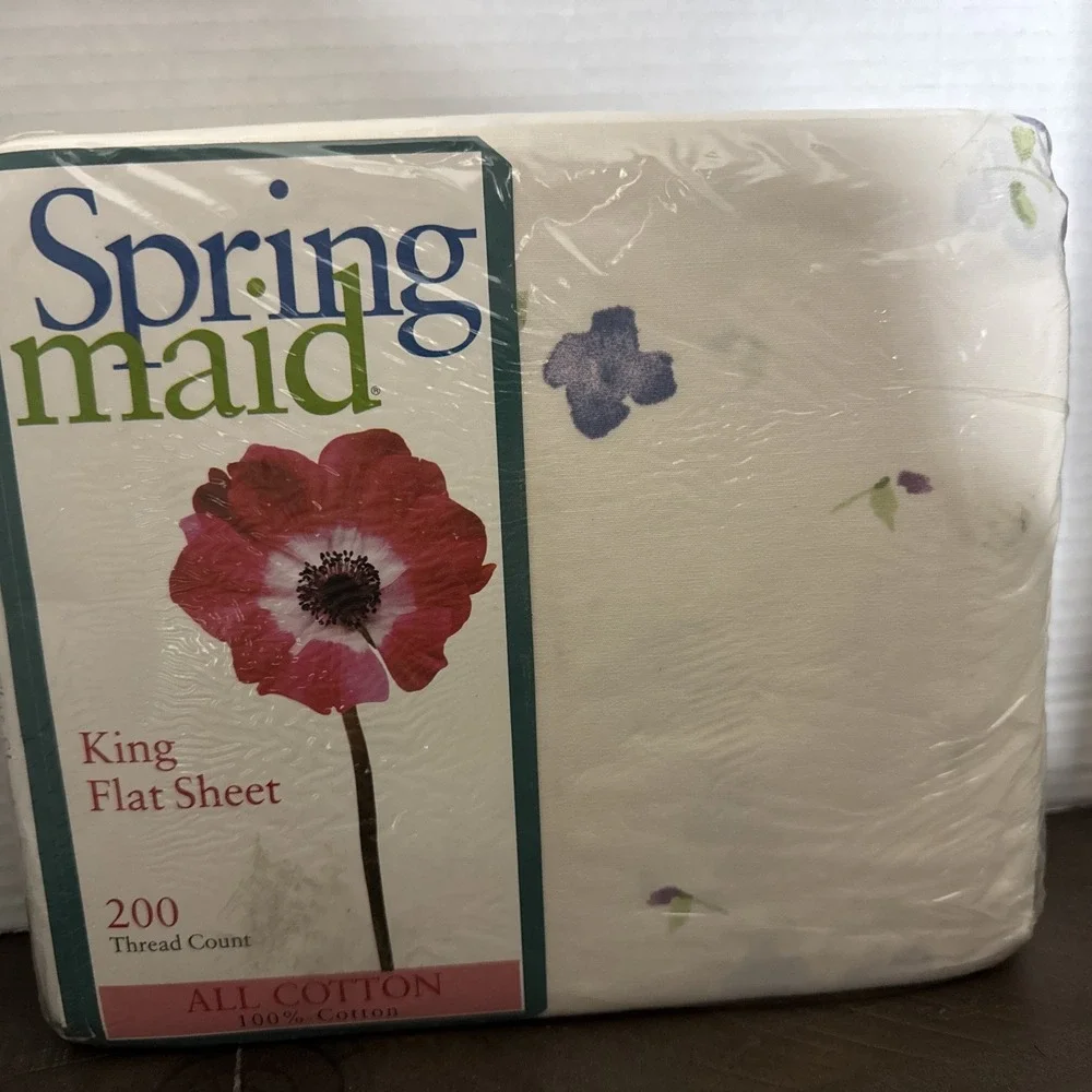ViTG Springmaid King Flat Sheet White Floral 78